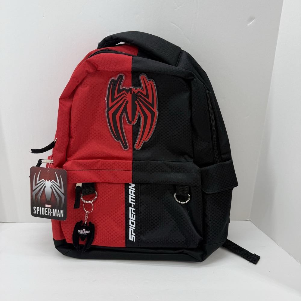 Marvel Unisex Spider-Man Black & Red Large Spider In Web Backpack